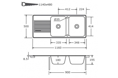 Chậu rửa chén bát NARDI LIL 1 162 N