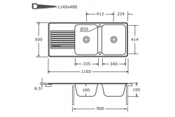 Chậu rửa chén bát NARDI LIL 1 162 R